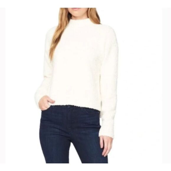 Sanctuary White Textured Teddy Mock Turtleneck Sweater large - Picture 1 of 6